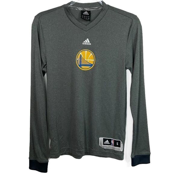 Adidas Heathered Gray Golden State Warriors Long Sleeve Top Small - Picture 1 of 7